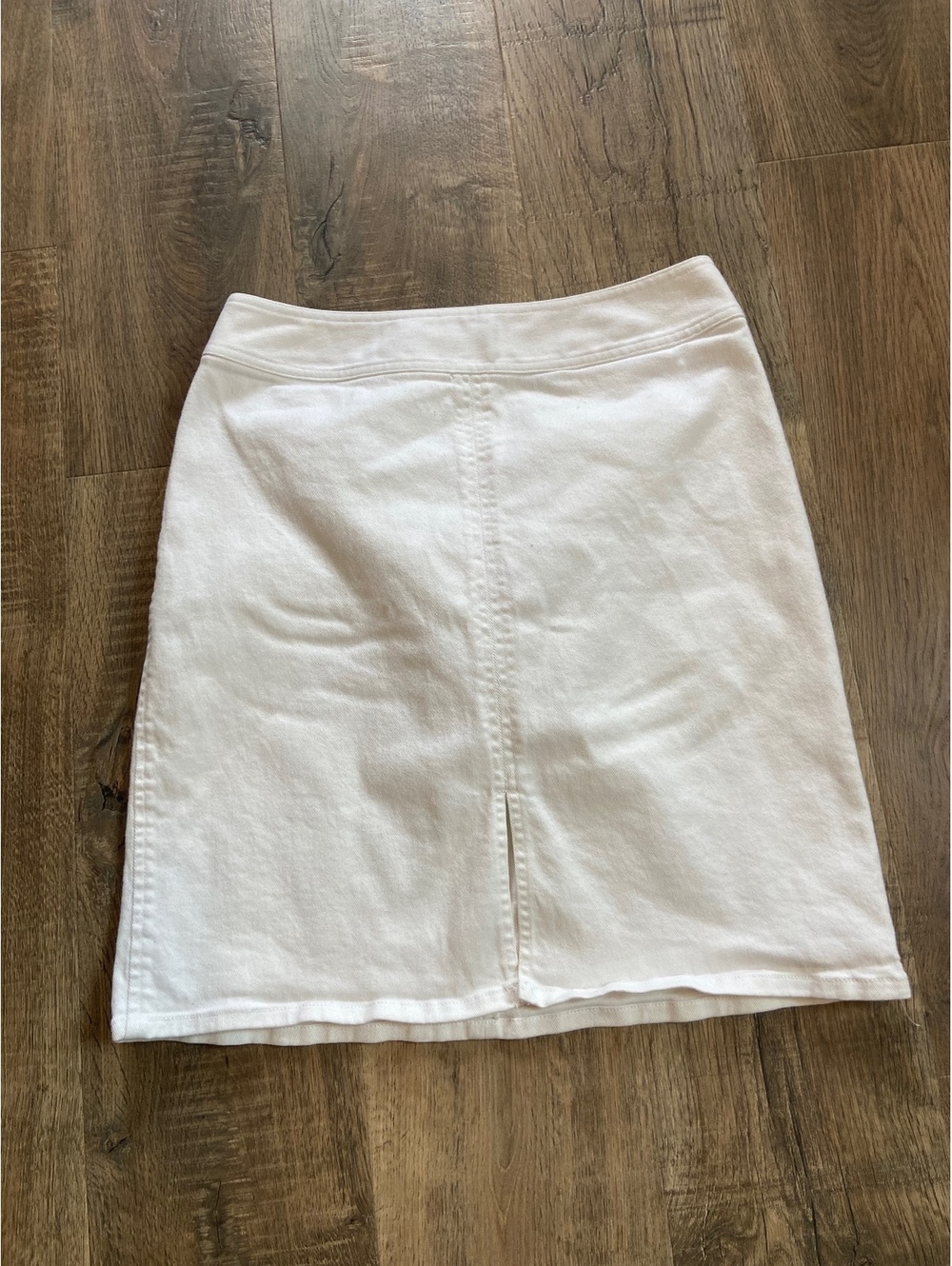 Ann Taylor Stretch Size 10 Cotton White Pencil Front Slit Zipper 21” Length